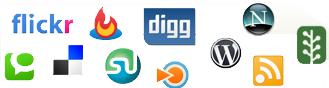 Digg, Del.ici.ous., Flickr e algumas outras social medias famosas