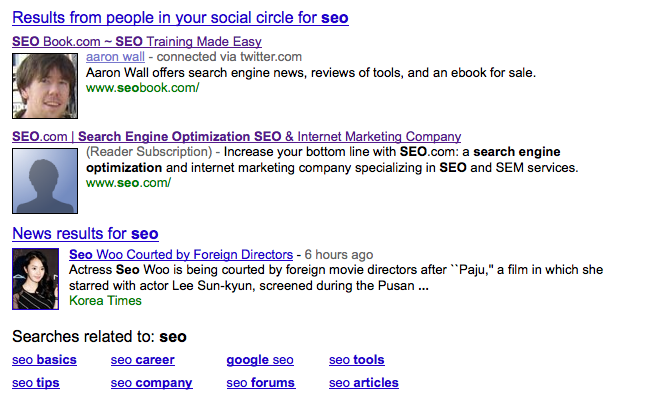 Google Social Search SERPs