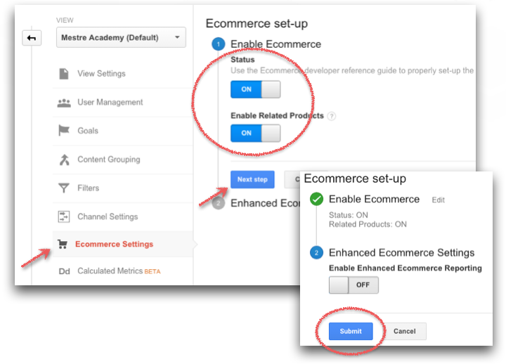 Ativar E-Commerce no Google Analytics