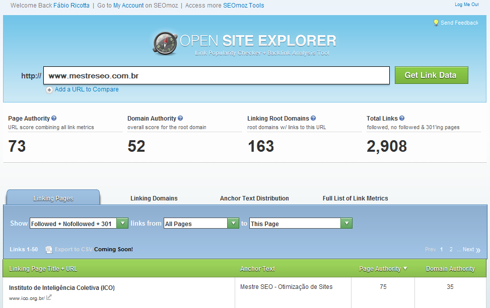 Open Site Explorer - Análise