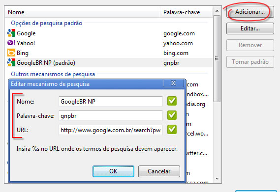 (Chrome) Adicionar Search Engine