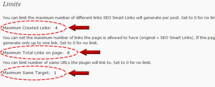 limite de links permitidos no SEO Smart Links