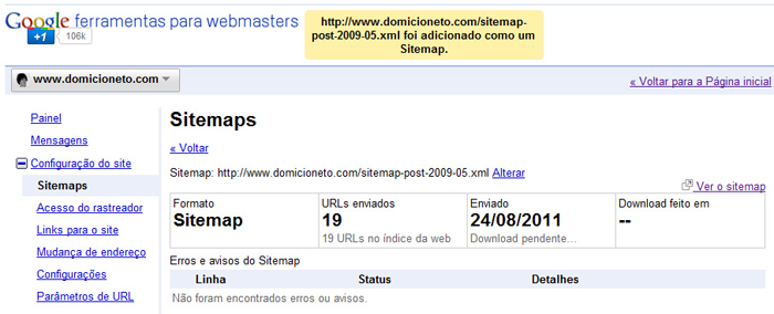URL Envio - Sitemap Segmentado