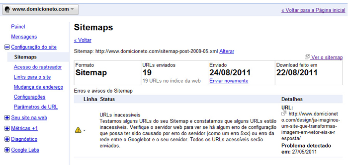 Identificando Problemas no Sitemap Segmentado