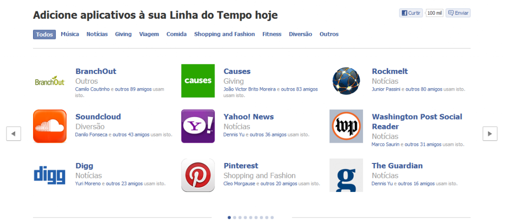 Home do Apps para Timeline