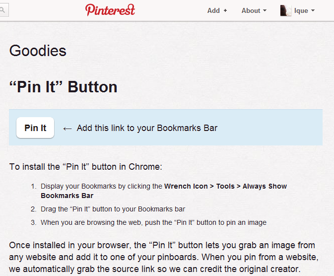 Configure o botão Pin It do Pinterest
