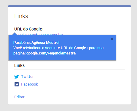Google Plus - URL Personalizada