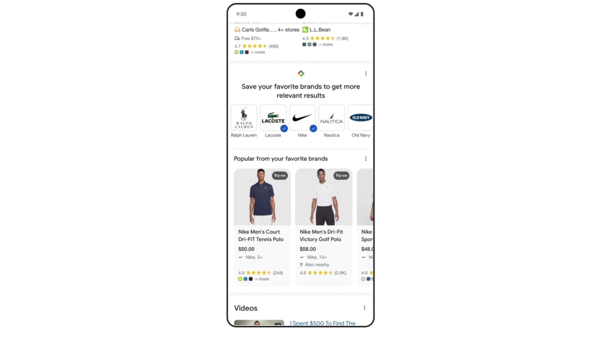 Marcas Favoritas no Google Shopping