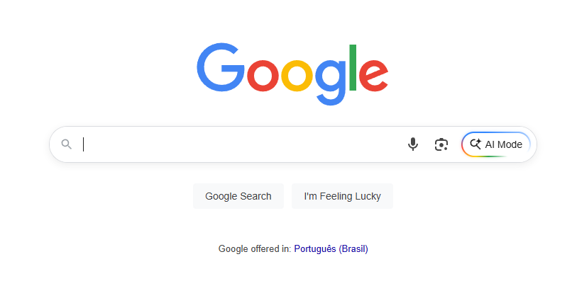 Google AI Mode - Página Inicial do Google
