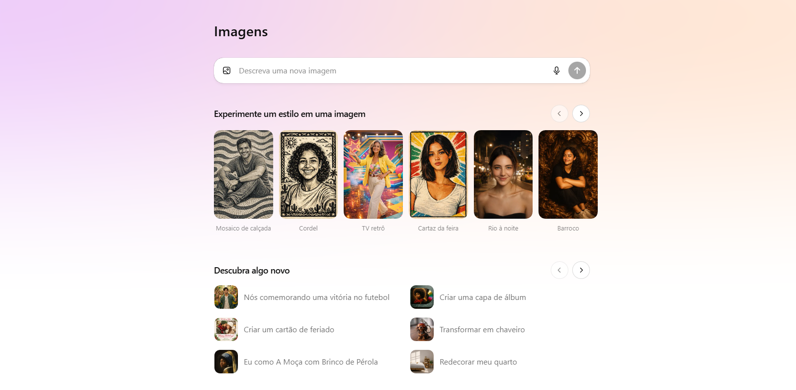 Nova Interface Imagens ChatGPT