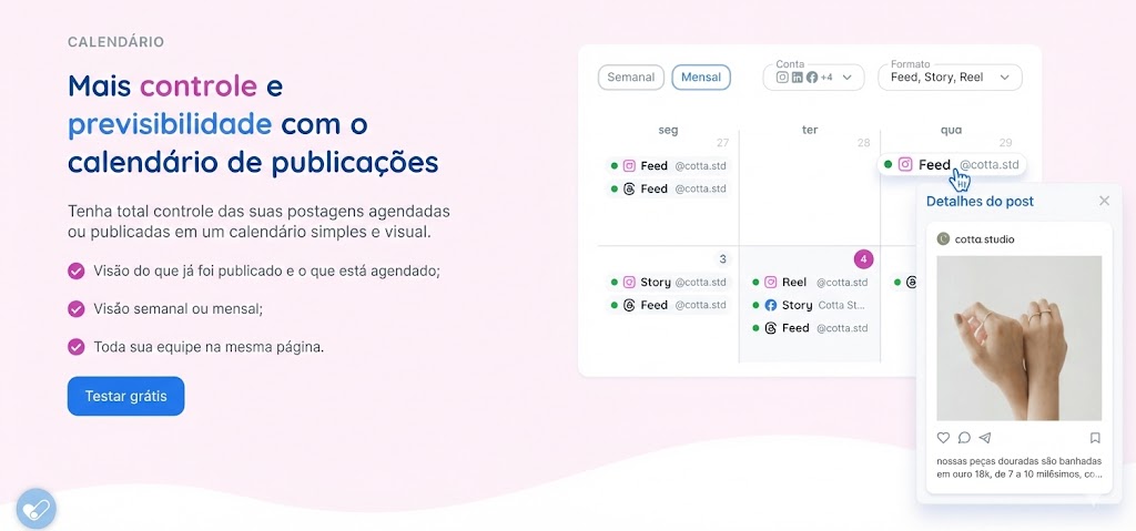 Gestão de Redes Sociais: Agendamento de Publicações na Reportei Flux