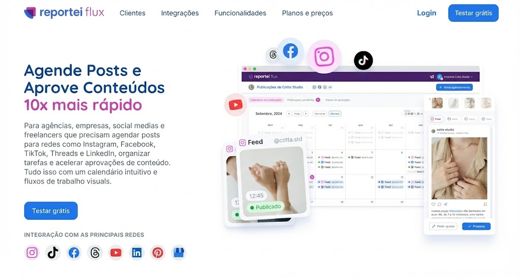 Gestão de Redes Sociais: Reportei Flux