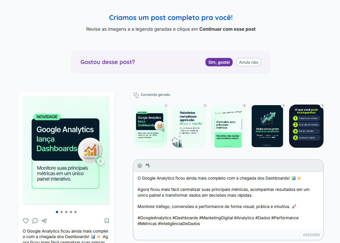 Post Criado com IA da Reportei Flux