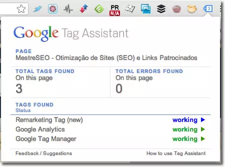 Tag Assistant - Chrome Open